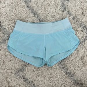 Lululemon “speed up” shorts, air blue, size 2, 2.5 inch inseam